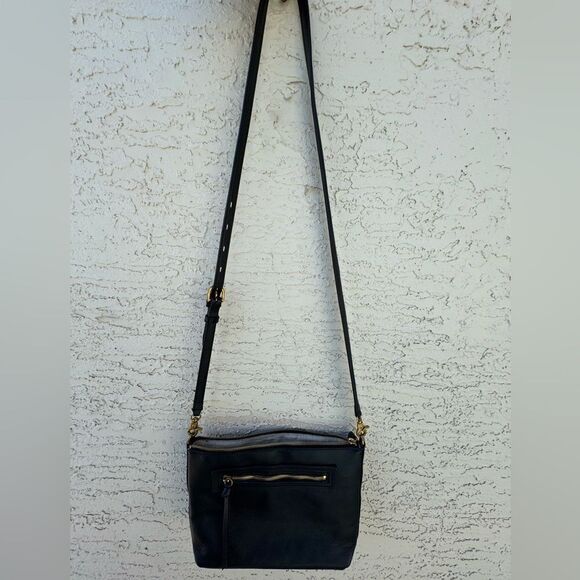 Botkier black pebble leather large crossbody bag  xl strap lots of pockets EUC - Picture 2 of 15
